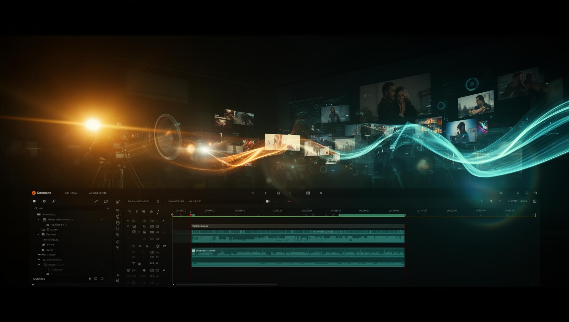 Video production studio with cinematic lighting